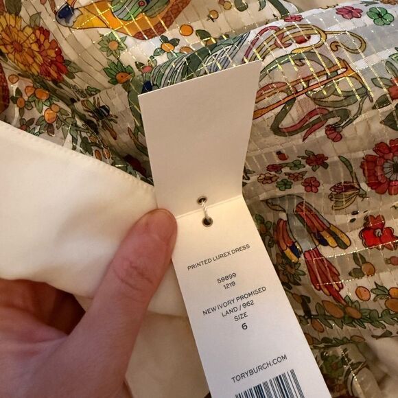 Tory Burch Printed Silk Botanical Dress, NWT - Picture 11 of 11
